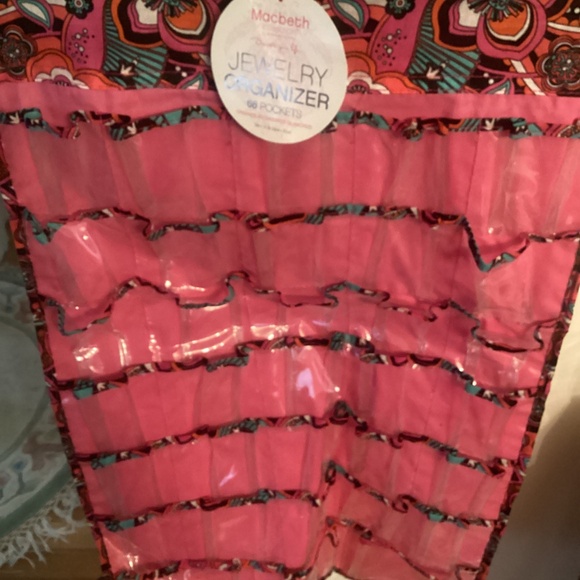 NWT pink Macbeth Jewelry Organizer Hanging double sided 66 pockets - Picture 3 of 3